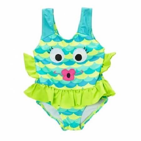 Fish ruffle girls one piece swimsuits