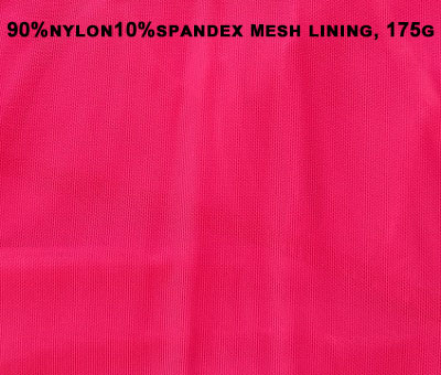 Mesh lining, 90% nylon 10% spandex fabric, 175gsm