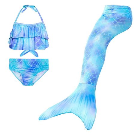 Custom Little Mermaid Bikini Swimsuit And 3-Pieces Mermaid Tail Set For ...