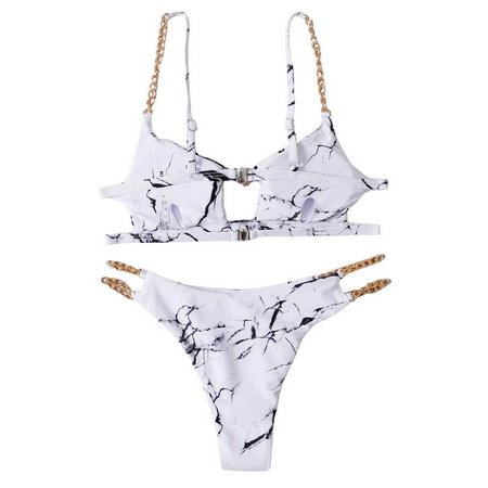 Lady Marble Print Chain Bikini Swimsuit Swimwear Customized Bikini ...