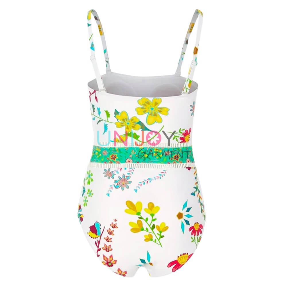 UNWMOP-009785-Women Floral Print Custom Print Swimsuit