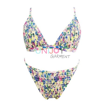 UNWMBK-0530-Shirred Bikini Women Custom Printing Swimwear