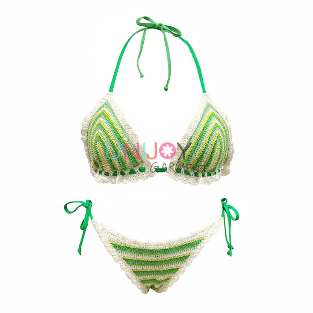 UNWMBK-240621-Crochet Bikini Green Custom Swimwear