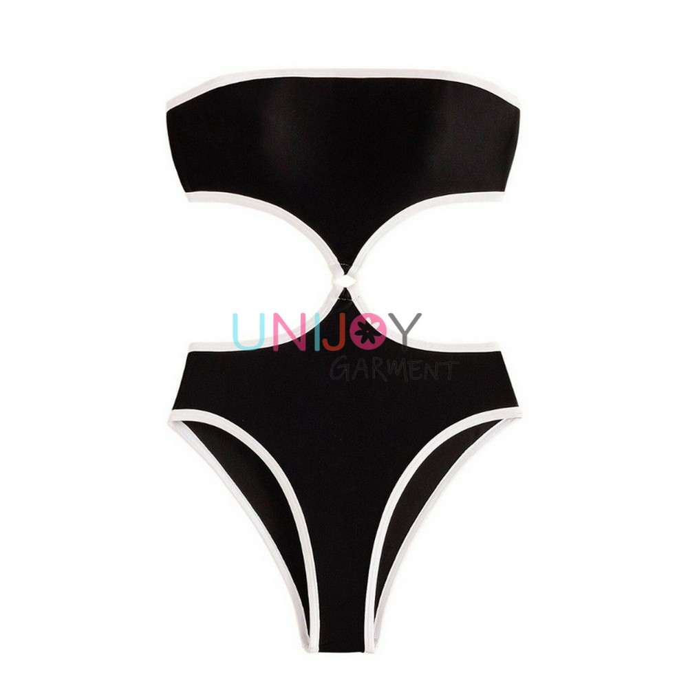 UNWMOP-240620-90's Minimalist Contrast Piping Cutouts Custom Swimwear