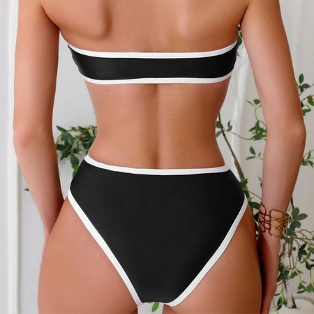 UNWMOP-240620-Black and White Contrast Piping Custom Made Swimwear