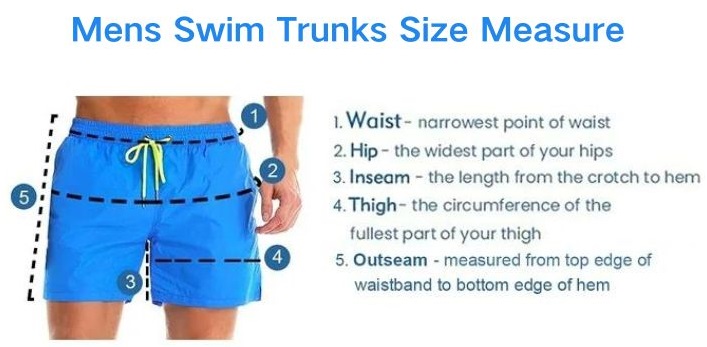 Mens Customize Swim Trunks Size Measure