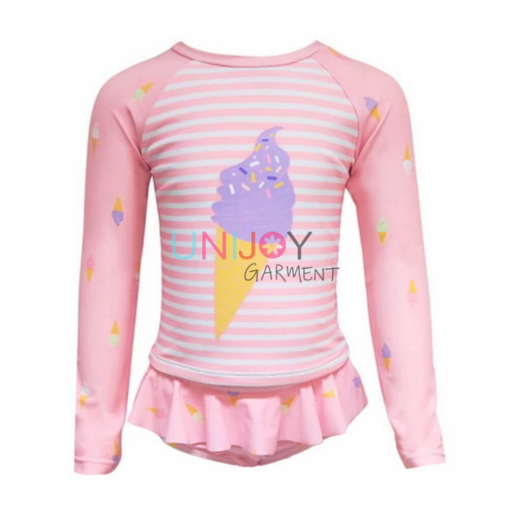 UNGLRG-240710-Girls Long Sleeve Custom Rashguard Set With Ruffles Bikini