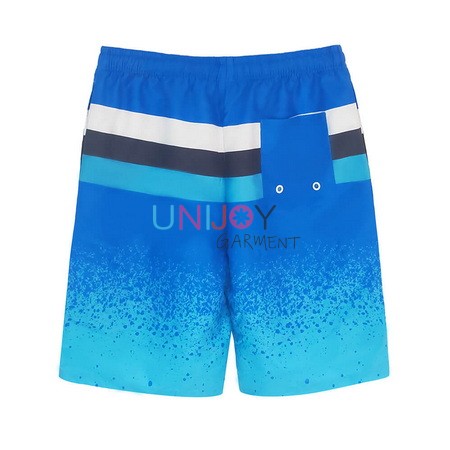 UNMS-001-Blue Stripes Printed Mens Custom Swim Shorts Manufacturer