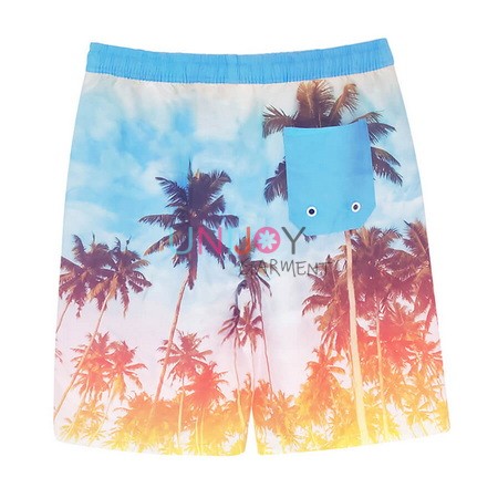 UNMS-240716-Coconut Tree Custom Printed Board Shorts For Mens