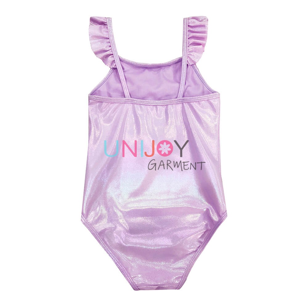 UNGLOP-015-Girls Ruffles Custom Swimwear Shining Foil Metallic Print