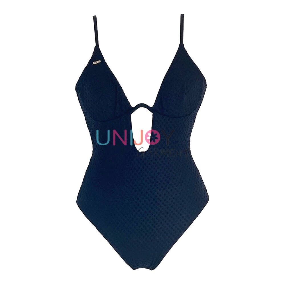 UNWMOP-22391-Knit Dots Toweling Jacquard Fabric Underwired Swimwear Custom One-piece Swimsuit