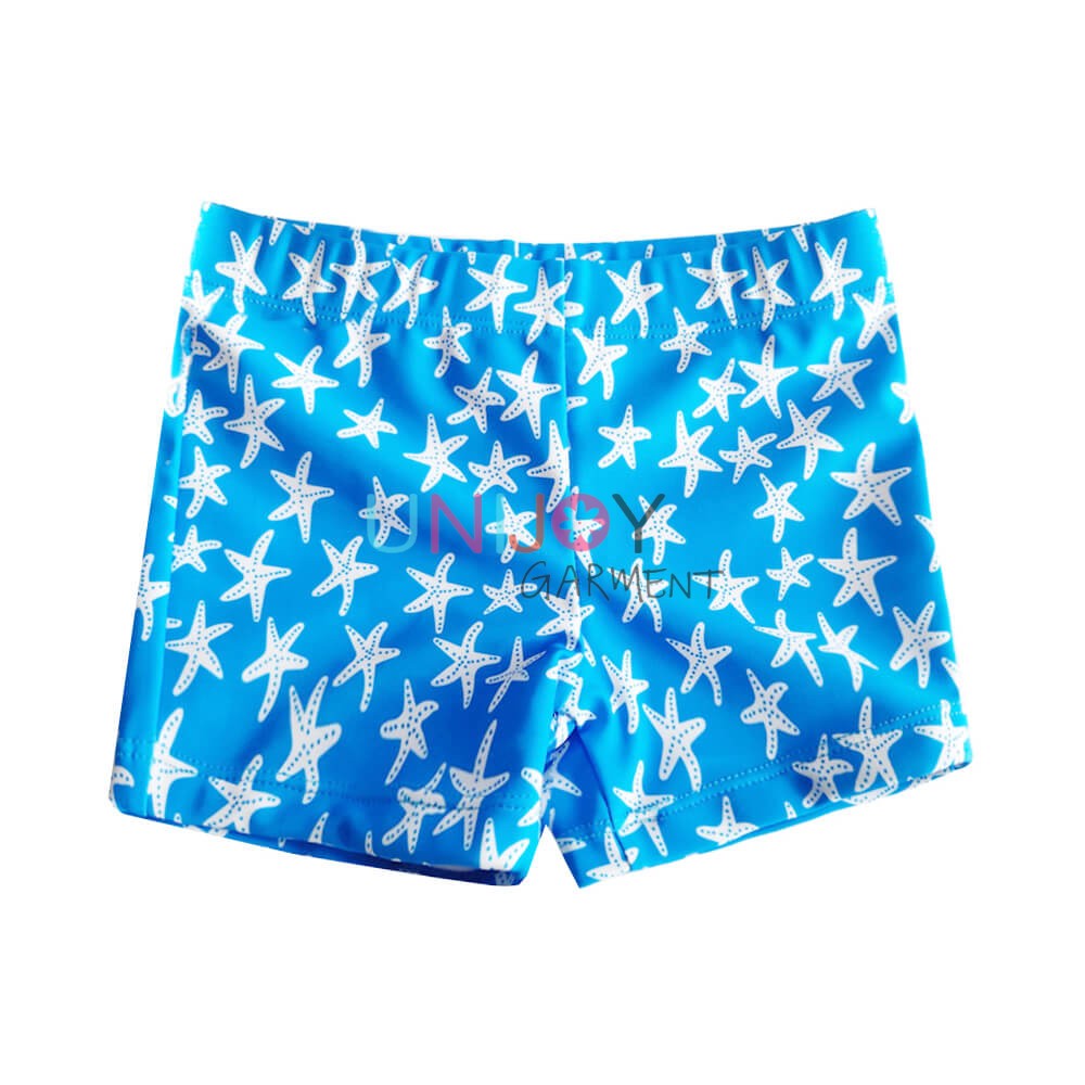 UNBYSH-019-Custom Made Little Starfish Print Boys Swimming Shorts