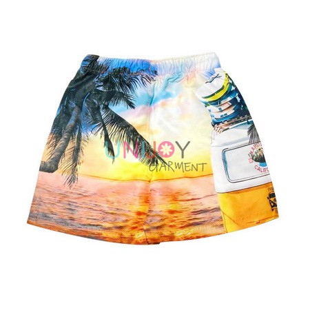 UNBYSH-059-Boys Coconut Palm Custom Printed Swim Shorts