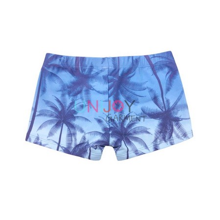 UNBYSH-240925-Coconut Tree Print Boys Custom Swim Shorts