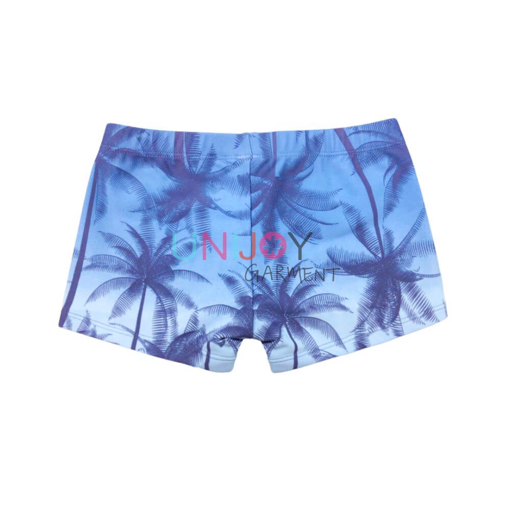 UNBYSH-240925-Coconut Tree Print Boys Custom Swim Trunks Swimsuit