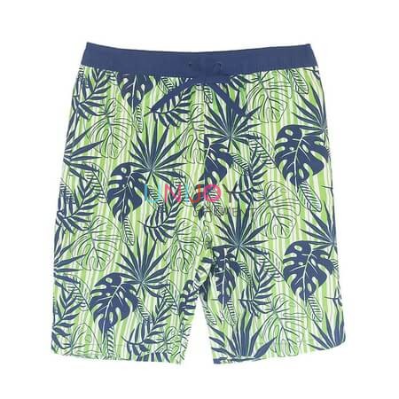 UNMS-240914-Mens Custom Board Shorts With Leaf Print Swimsuit