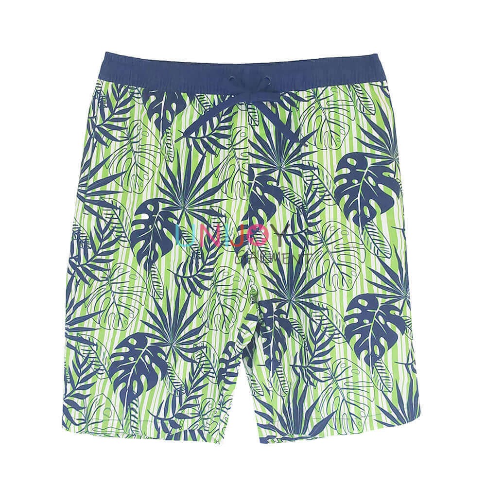 UNMS-240914-Mens Swim Shorts Supplier for Tropical Leaf Printed Swiming Trunks