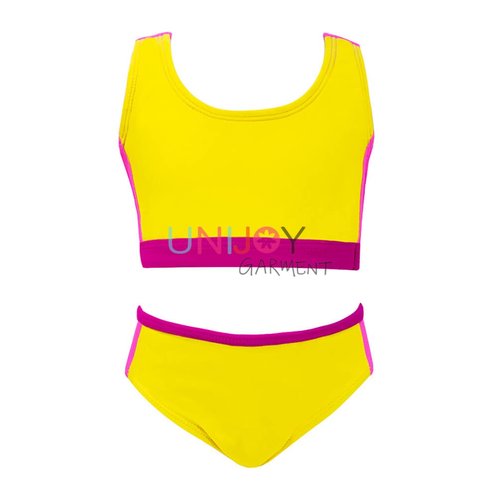 UNGLBK-720064-Bright Yellow Girls Custom Made Bikini Set