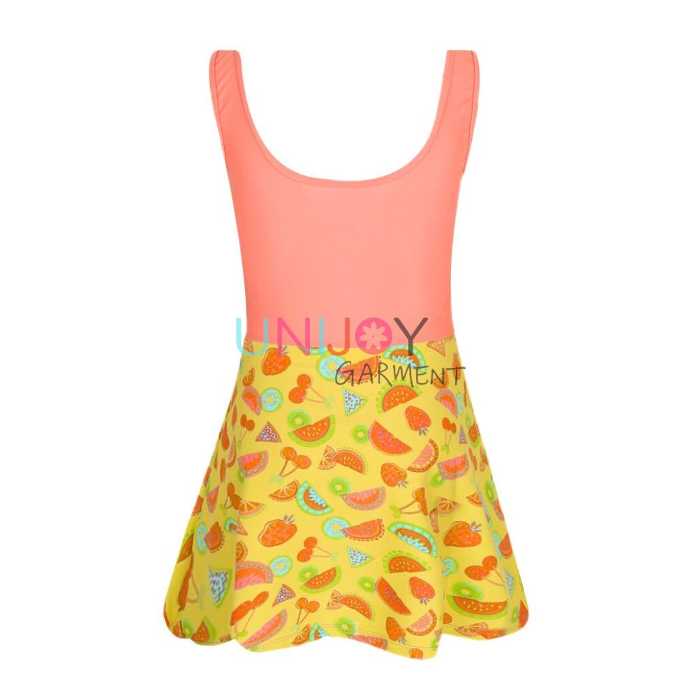 UNGLDS-241009-Watermelon Print Girls Custom Swimming Dress Swimwear