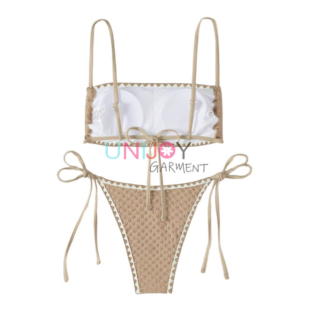 UNWMBK-241101-Women Blanket Stitch Swimwear Tied Custom Made Bikini