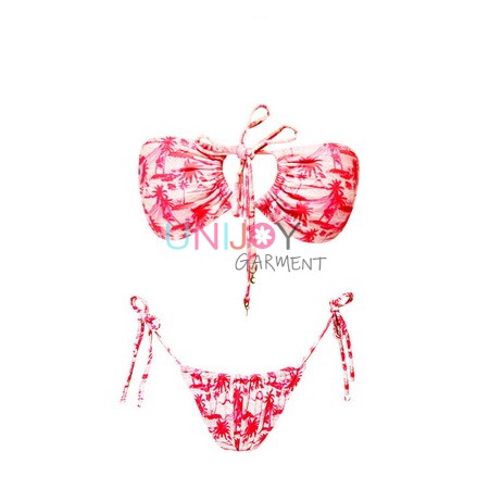 UNWMBK-24112-Custom Print Bikini Bandeau Multiple Wearing Style