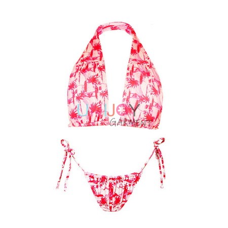 UNWMBK-24112-Custom Print Bikini Halter Neck Multiple Wearing Style