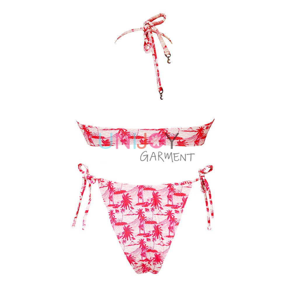 UNWMBK-24112-Women Custom Print Bikini With Side Tie