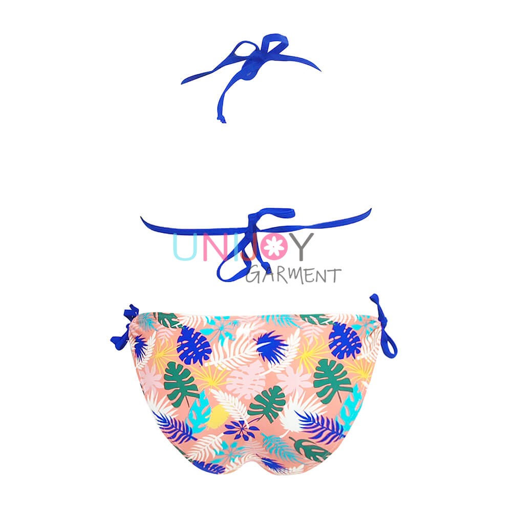 UNWMBK-3371-Halter Bikini Custom Printed Swimwear Design With Tie