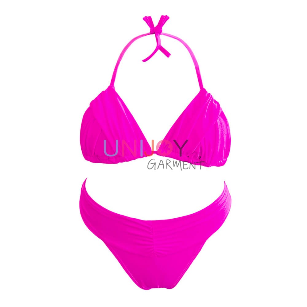 UNWMBK-241202-Customize a Bikini Light Pink Triangle Swimwear Ruched