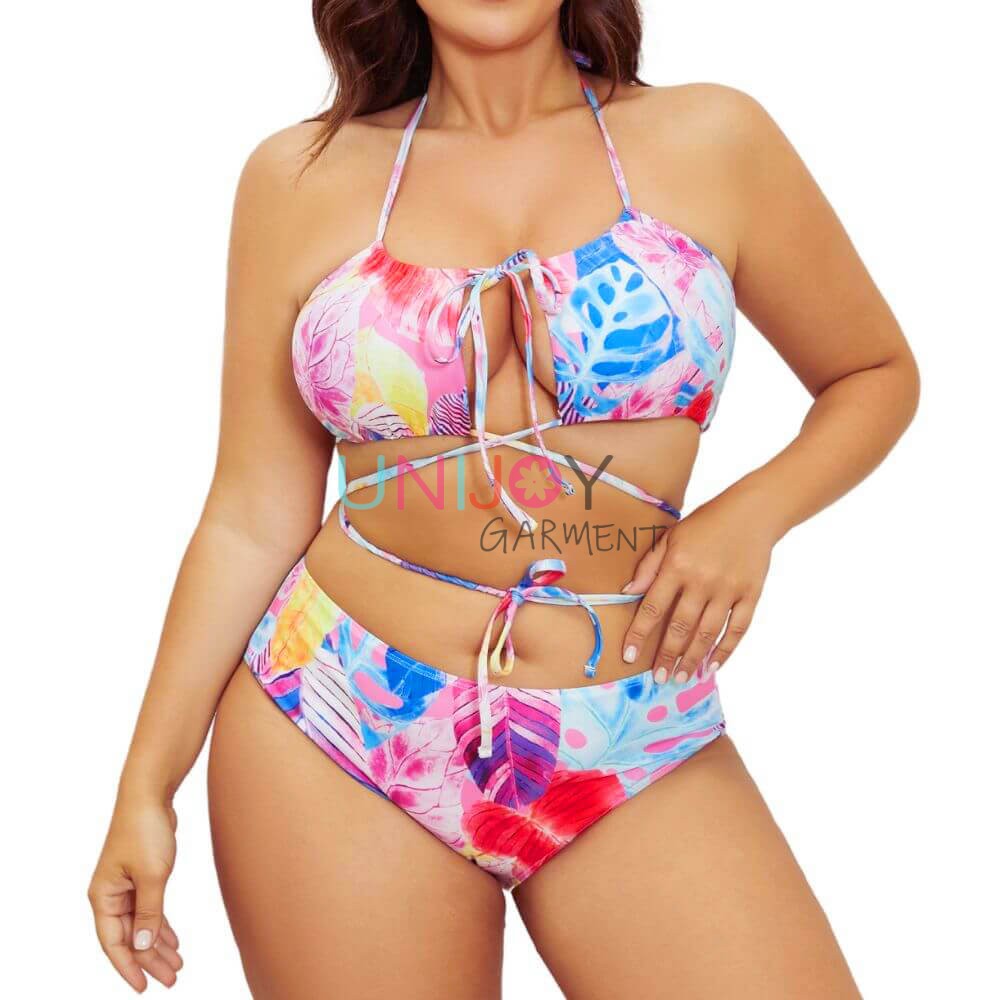 UNWMPLS-24001-Sexy Strap Bikini Vibrant Print Swimsuit