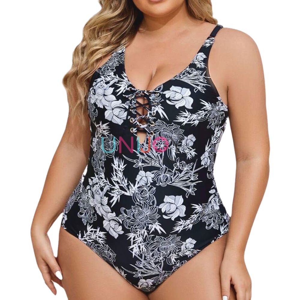 UNWMPLS-24002-Custom Printed One-piece Swimsuit Big Size