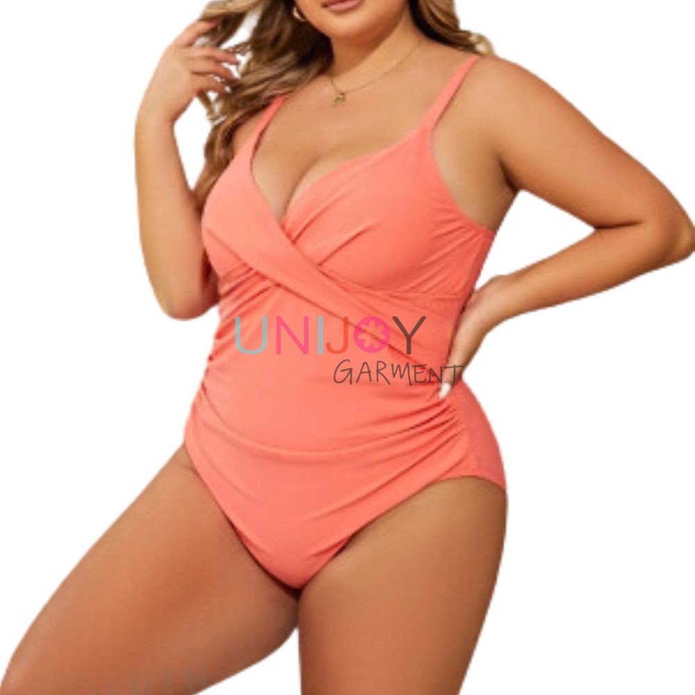 UNWMPLS-24003-Ruched Women Plus Size One-piece Swimsuit Factory