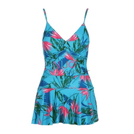 UNWMPLS-24004-Custom Print Swimsuit Twist Women Plus Size Swim Dress